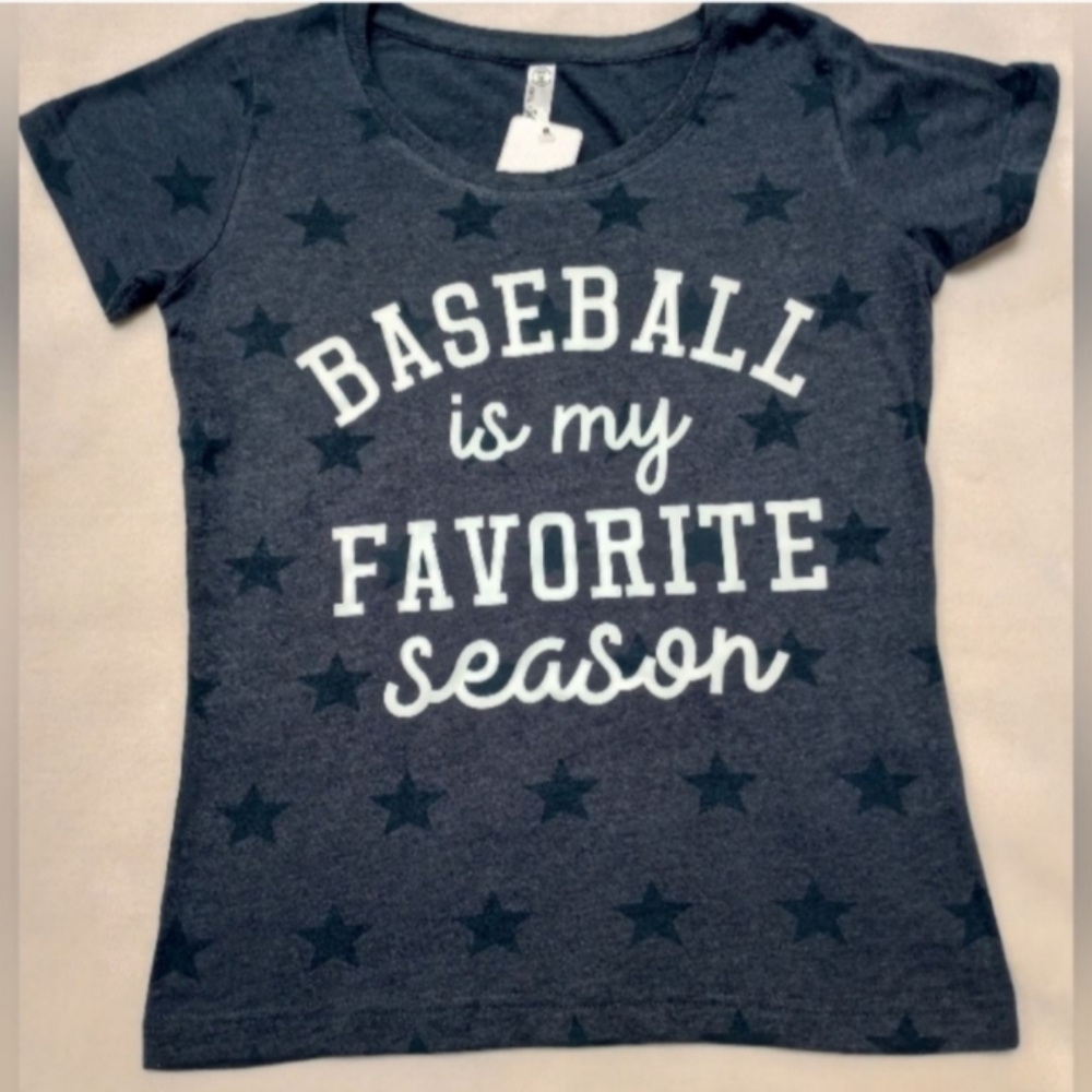 NWT Code V "Baseball is my favorite season" star Short-sleeve Womens' Tee, Small